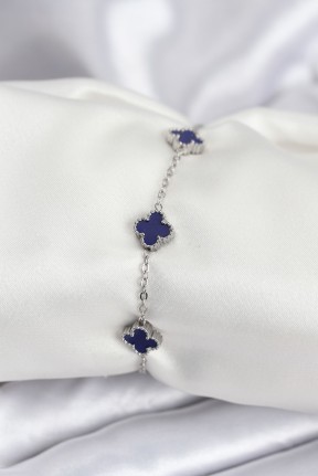 316l çelik Gümüş Renk Lacivert Baby Boy Yonca Kadın Bileklik 316l çelik Gümüş Renk Lacivert Baby Boy Yonca Kadın Bileklik