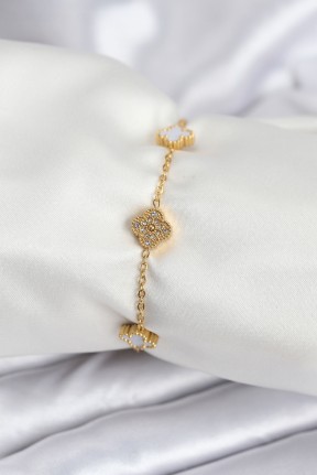 316l çelik Gold Renk Beyaz Ve Zirkon Taşlı Baby Boy Yonca Kadın Bileklik 316l çelik Gold Renk Beyaz Ve Zirkon Taşlı Baby Boy Yonca Kadın Bileklik