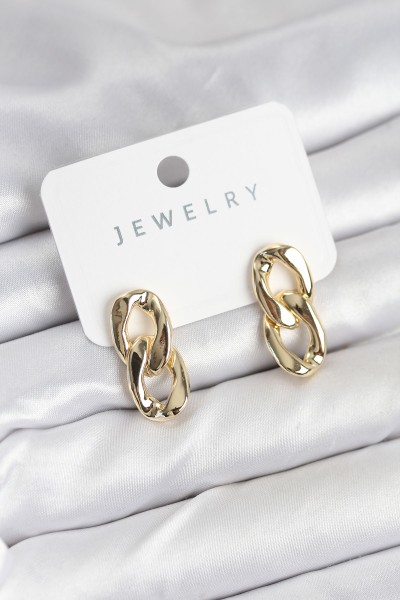 Pirinç Gold Renk Zincir Model Kadın Küpe Pirinç Gold Renk Zincir Model Kadın Küpe