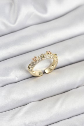 Pirinç Gold Renk Zirkon Taşlı Vintage Kadın Yüzük Pirinç Gold Renk Zirkon Taşlı Vintage Kadın Yüzük