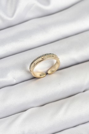 Pirinç Gold Renk Sıralı Zirkon Taşlı Kutup Yıldızı Model Kadın Yüzük Pirinç Gold Renk Sıralı Zirkon Taşlı Kutup Yıldızı Model Kadın Yüzük