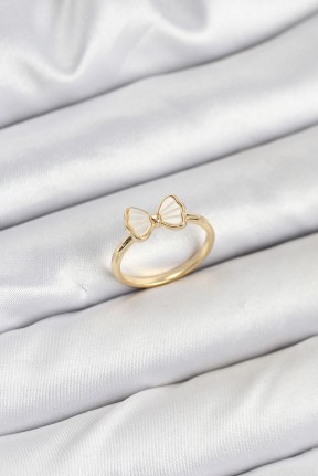 Pirinç Gold Renk Fiyonk Model Kadın Yüzük Pirinç Gold Renk Fiyonk Model Kadın Yüzük