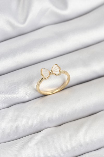 Pirinç Gold Renk Fiyonk Model Kadın Yüzük