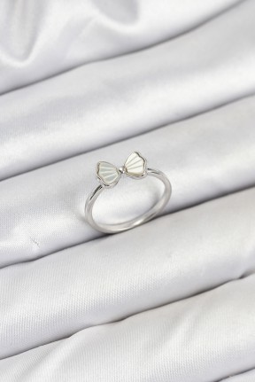 Pirinç Gümüş Renk Fiyonk Model Kadın Yüzük