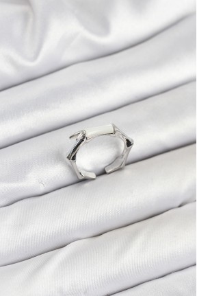 Pirinç Gümüş Renk Kemik Model Kadın Yüzük