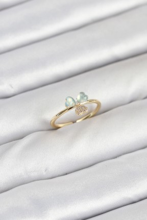 Pirinç Gold Renk Yonca Model Kadın Yüzük