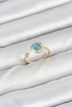 Pirinç Gold Renk Zirkon Taşlı Ay Yıldız Kadın Yüzük Pirinç Gold Renk Zirkon Taşlı Ay Yıldız Kadın Yüzük