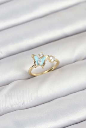 Pirinç Gold Renk Kelebek Model Kadın Yüzük Pirinç Gold Renk Kelebek Model Kadın Yüzük
