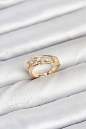 Pirinç Gold Renk Zirkon Taşlı Kadın Yüzük Pirinç Gold Renk Zirkon Taşlı Kadın Yüzük