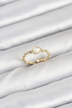 Pirinç Gold Renk Kalpli Model Kadın Yüzük Pirinç Gold Renk Kalpli Model Kadın Yüzük