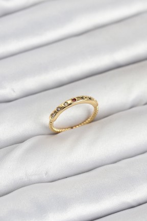 Pirinç Gold Renk Renkli Zirkon Taşlı Kadın Yüzük Pirinç Gold Renk Renkli Zirkon Taşlı Kadın Yüzük