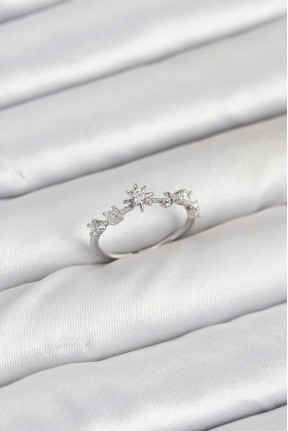 Pirinç Gümüş Renk Manifest Kadın Yüzük