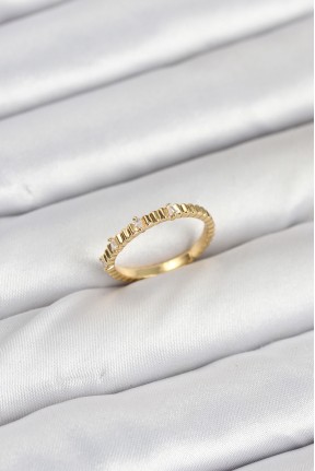 Pirinç Gold Renk Lazer Kesim Kadın Yüzük Pirinç Gold Renk Lazer Kesim Kadın Yüzük