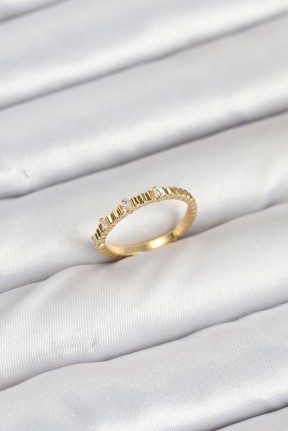 Pirinç Gold Renk Lazer Kesim Kadın Yüzük Pirinç Gold Renk Lazer Kesim Kadın Yüzük