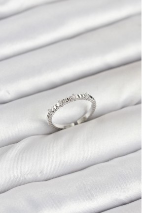 Pirinç Gümüş Renk Lazer Kesim Kadın Yüzük