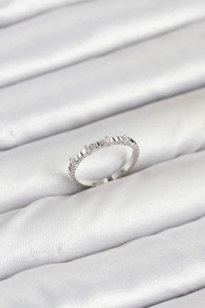 Pirinç Gümüş Renk Lazer Kesim Kadın Yüzük