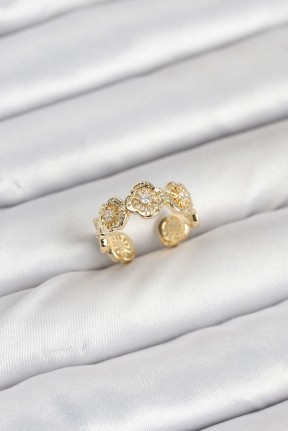 Pirinç Gold Renk Yonca Model Kadın Yüzük