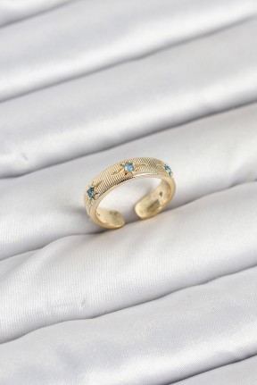 Pirinç Gold Renk Mavi Zirkon Taşlı Kutup Yıldızı Model Kadın Yüzük Pirinç Gold Renk Mavi Zirkon Taşlı Kutup Yıldızı Model Kadın Yüzük