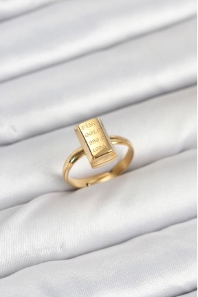 Pirinç Gold Renk Külçe Altın Model Kadın Yüzük Pirinç Gold Renk Külçe Altın Model Kadın Yüzük