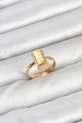 Pirinç Gold Renk Külçe Altın Model Kadın Yüzük Pirinç Gold Renk Külçe Altın Model Kadın Yüzük