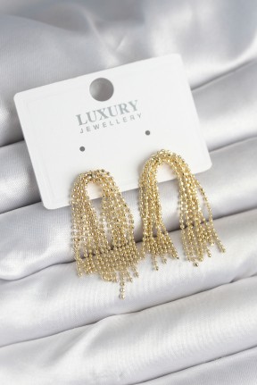 Pirinç Gold Renk Sallantılı Kadın Küpe Pirinç Gold Renk Sallantılı Kadın Küpe