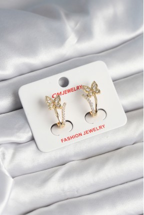 Pirinç Gold Renk Zirkon Taşlı Kelebek Model Kadın Küpe Pirinç Gold Renk Zirkon Taşlı Kelebek Model Kadın Küpe
