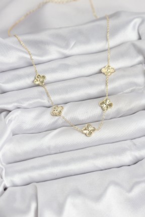 Pirinç Gold Renk Yonca Kadın Kolye Pirinç Gold Renk Yonca Kadın Kolye