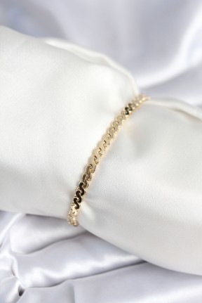 Pirinç Gold Renk Yassı Zincir Model Kadın Bileklik Pirinç Gold Renk Yassı Zincir Model Kadın Bileklik