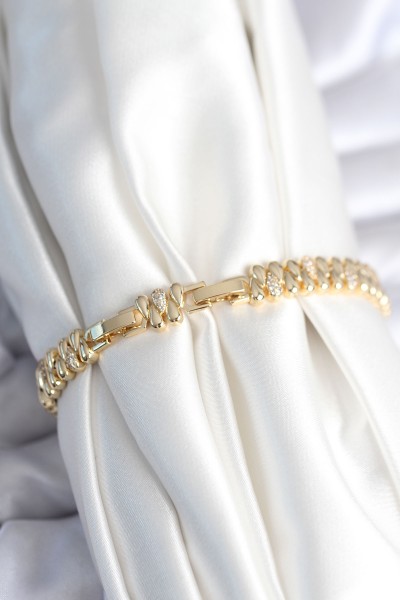 Pirinç Gold Renk Damla Model Zirkon Taşlı Kadın Bileklik Pirinç Gold Renk Damla Model Zirkon Taşlı Kadın Bileklik