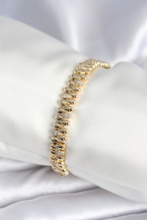 Pirinç Gold Renk Damla Model Zirkon Taşlı Kadın Bileklik Pirinç Gold Renk Damla Model Zirkon Taşlı Kadın Bileklik