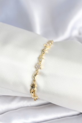 Pirinç Gold Renk Kadın Manifest Bileklik Pirinç Gold Renk Kadın Manifest Bileklik