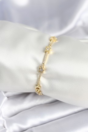 Pirinç Gold Renk Halley Yıldız Model Kadın Bileklik Pirinç Gold Renk Halley Yıldız Model Kadın Bileklik