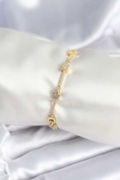 Pirinç Gold Renk Halley Yıldız Model Kadın Bileklik