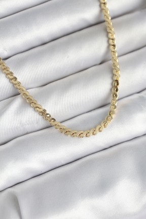 60 Cm Gold Renk Pirinç Yassı Zincir Model Kadın Kolye 60 Cm Gold Renk Pirinç Yassı Zincir Model Kadın Kolye