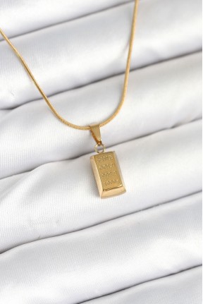 316l çelik Gold Renk Mini Külçe Altın Model Kolye 316l çelik Gold Renk Mini Külçe Altın Model Kolye