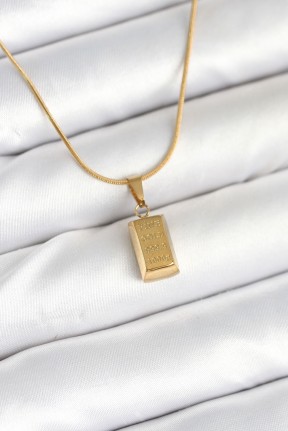 316l çelik Gold Renk Mini Külçe Altın Model Kolye 316l çelik Gold Renk Mini Külçe Altın Model Kolye