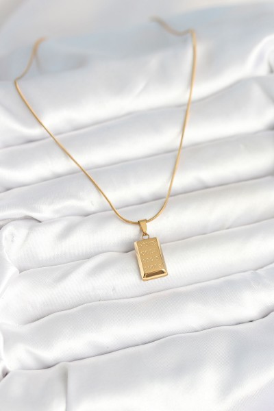 316l çelik Gold Renk Külçe Altın Model Kolye 316l çelik Gold Renk Külçe Altın Model Kolye