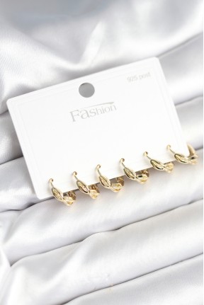 Gold Renk Pirinç Sarmal Model 925 Ayar Gümüş çivili Kadın Küpe Seti Gold Renk Pirinç Sarmal Model 925 Ayar Gümüş çivili Kadın Küpe Seti