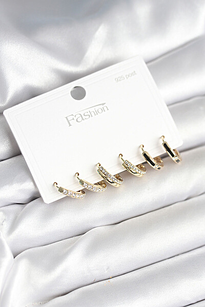 Pirinç Gold Renk 925 Ayar Gümüş çivi Kadın Küpe Seti Pirinç Gold Renk 925 Ayar Gümüş çivi Kadın Küpe Seti