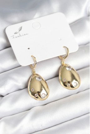 Gold Renk Pirinç Damla Model Kadın Küpe