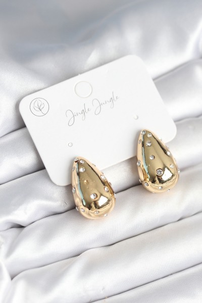 Damla Model Pirinç Gold Renk Kadın Küpe Damla Model Pirinç Gold Renk Kadın Küpe