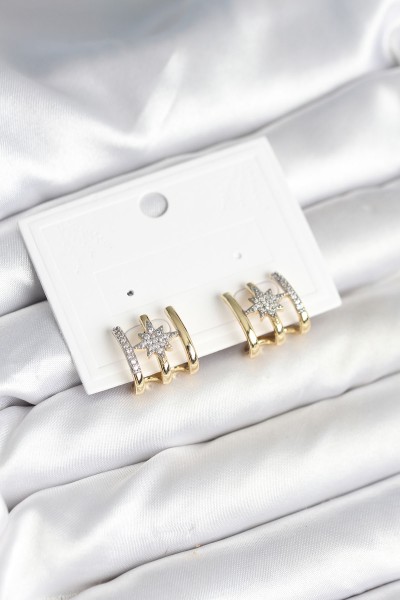 Kaburga Model Kutup Yıldızı Detaylı Gold Renk Kadın Küpe Kaburga Model Kutup Yıldızı Detaylı Gold Renk Kadın Küpe