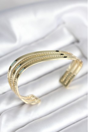 Eğik şerit Model Gold Renk Pirinç Kadın Bileklik Eğik şerit Model Gold Renk Pirinç Kadın Bileklik