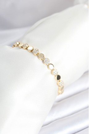 Pirinç Gold Renk Nokta Model Zirkon Taşlı Kadın Bileklik Pirinç Gold Renk Nokta Model Zirkon Taşlı Kadın Bileklik