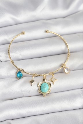 Caretta Caretta Charmlı Gold Renk Kadın Bileklik Caretta Caretta Charmlı Gold Renk Kadın Bileklik