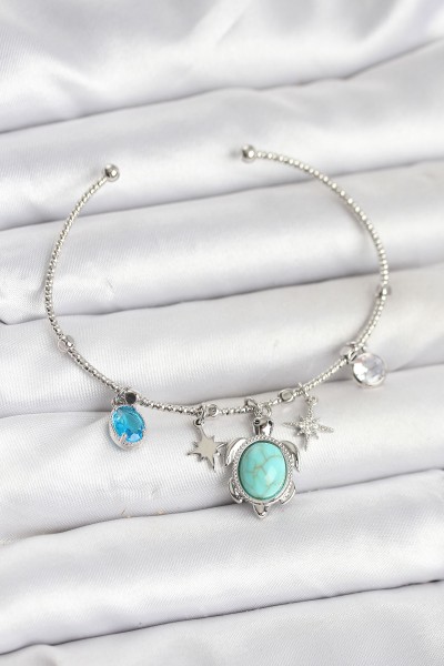 Caretta Caretta Charmlı Gümüş Renk Kadın Bileklik Caretta Caretta Charmlı Gümüş Renk Kadın Bileklik