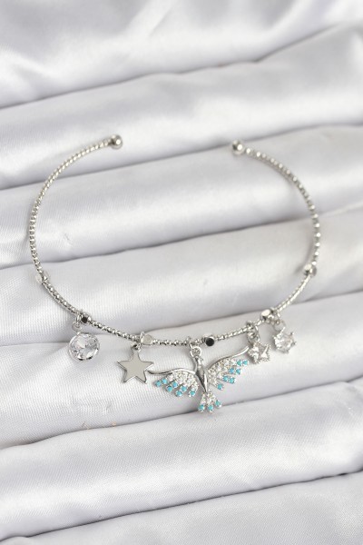 Anka Kuşu Charmlı Gümüş Renk Pirinç Kadın Bileklik Anka Kuşu Charmlı Gümüş Renk Pirinç Kadın Bileklik