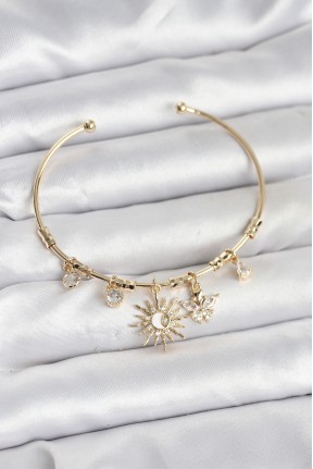 Güneş Charmlı Gold Renk Pirinç Kadın Bileklik Güneş Charmlı Gold Renk Pirinç Kadın Bileklik