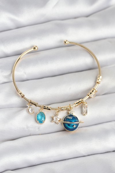 Gezegen Charmlı Gold Renk Pirinç Kadın Bileklik Gezegen Charmlı Gold Renk Pirinç Kadın Bileklik