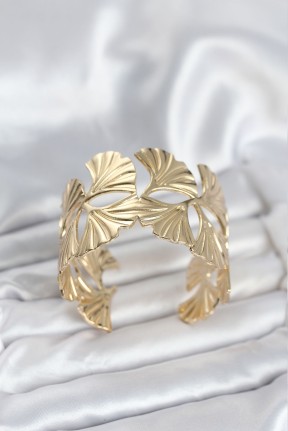 Pirinç Gold Renk Levha Yelpaze Model Kadın Bileklik Pirinç Gold Renk Levha Yelpaze Model Kadın Bileklik